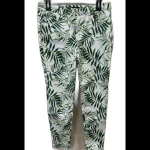 Needle & Cloth Pants Women’s Size 8 Colors Green White Skinny Ankle Leaf Print